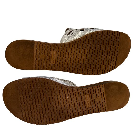 Sesto Meucci Italy Silver Laser Cut Leather Slide Sandals – Size 9.5 - Picture 4 of 8